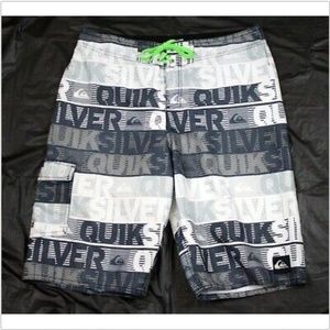 Quicksilver Men's Board Shorts Swim Trunks White Grey Black‎ Size 30